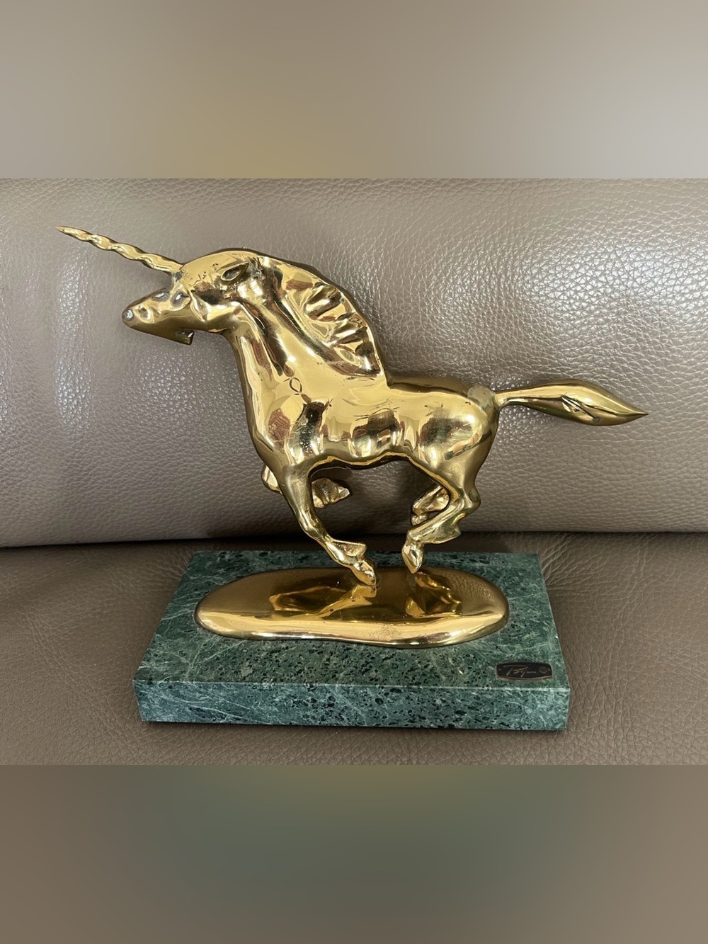 BIJAN Unicorn SCULPTURE   BRONZE TALL SIGNED , ON STONE BASE Unique Collectible